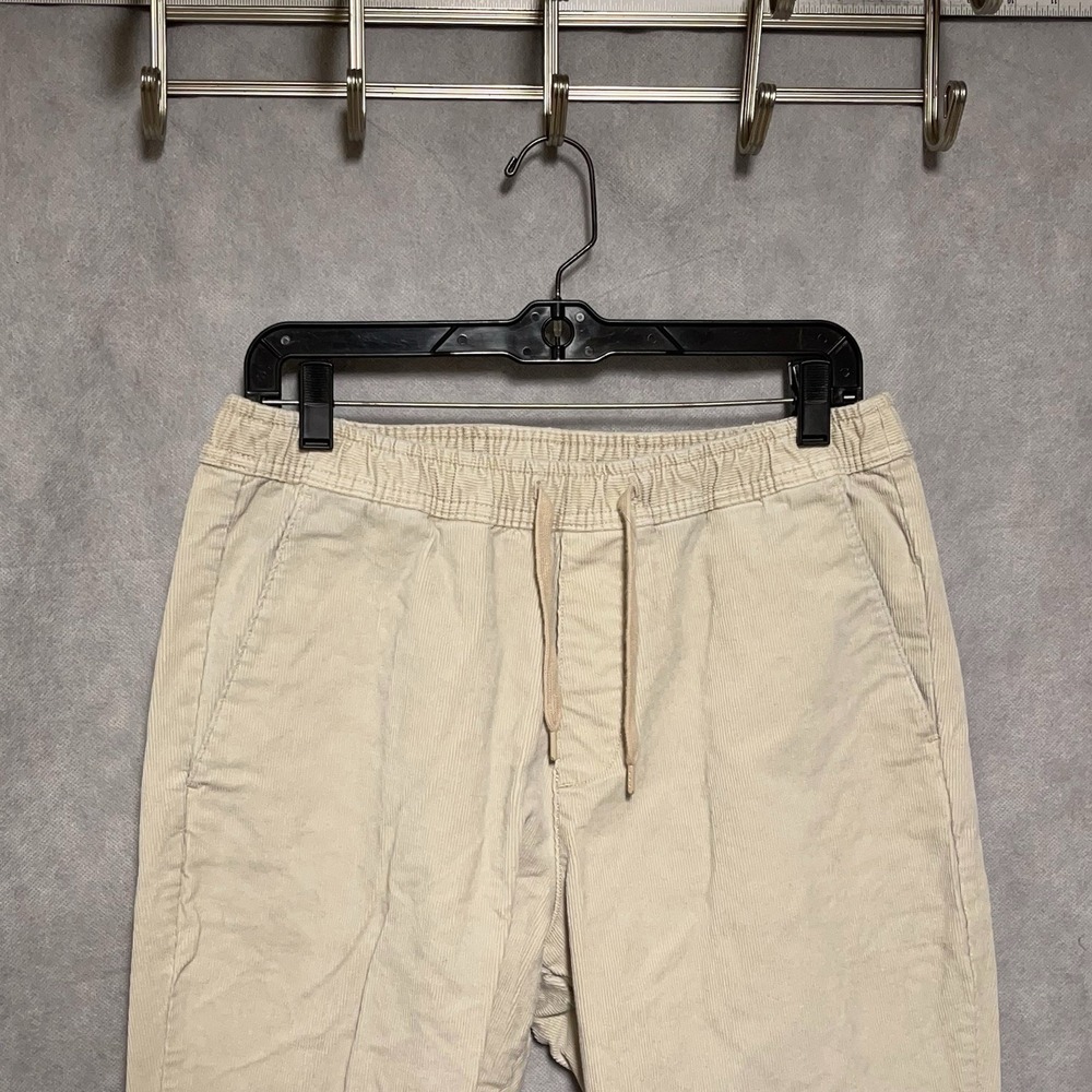 VTG Gap Sweatpants Men M x28 Beig Corduroy Pinwale Joggers Pull On Elastic Waist